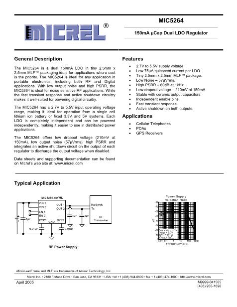 MIC5264-2.8数据手册封面