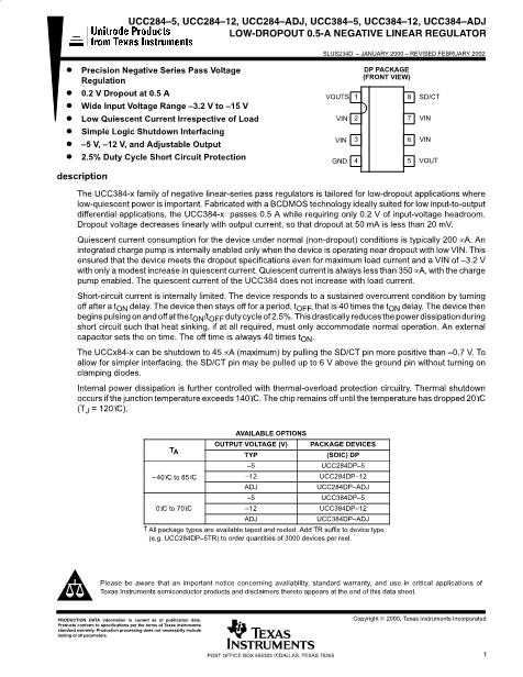 UCC284-ADJ數(shù)據(jù)手冊(cè)封面