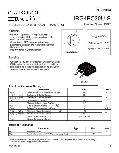IRG4BC30US数据手册封面