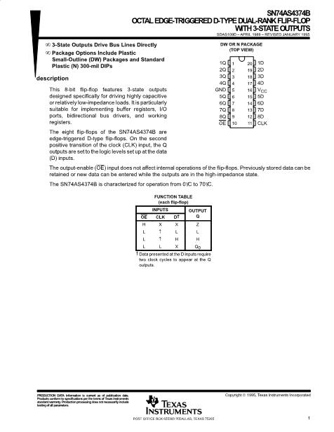 SN74AS4374BDW數(shù)據(jù)手冊(cè)封面