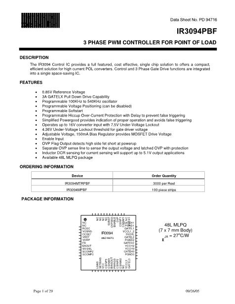 IR3094MPBF數(shù)據(jù)手冊封面