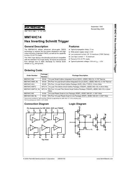 MM74HC14MX_NL數(shù)據(jù)手冊(cè)封面