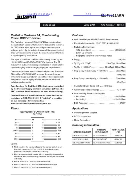 5962F0152101QXC數(shù)據(jù)手冊封面