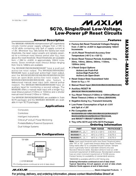 MAX6381数据手册封面