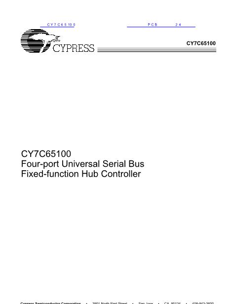 CY7C65100數(shù)據(jù)手冊封面