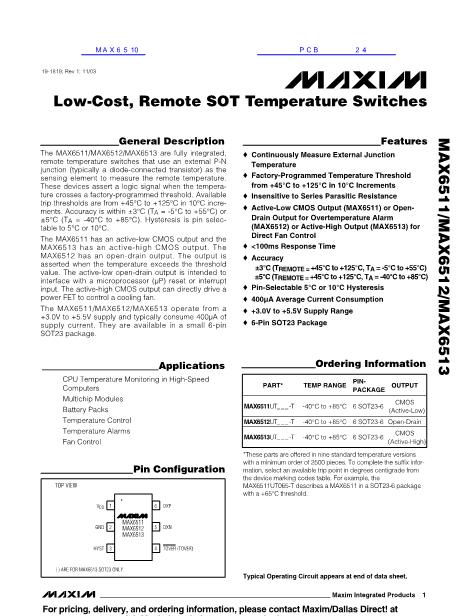 MAX6510数据手册封面