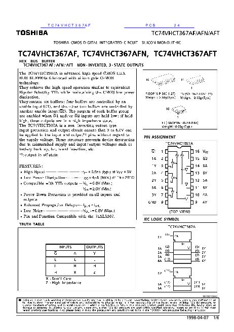 TC74VHCT367AF数据手册封面