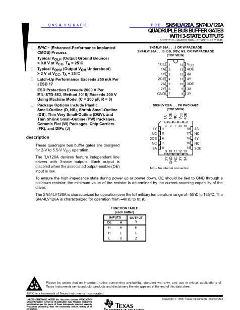 SN54LV126AFK數(shù)據(jù)手冊封面