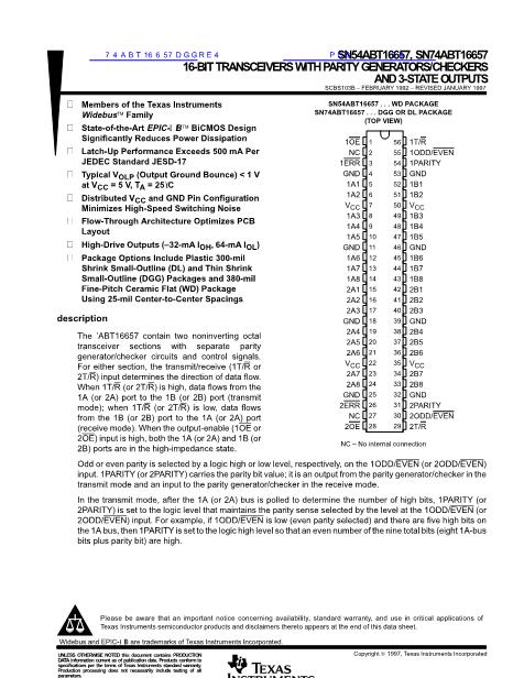 74ABT16657DGGRE4數(shù)據(jù)手冊封面