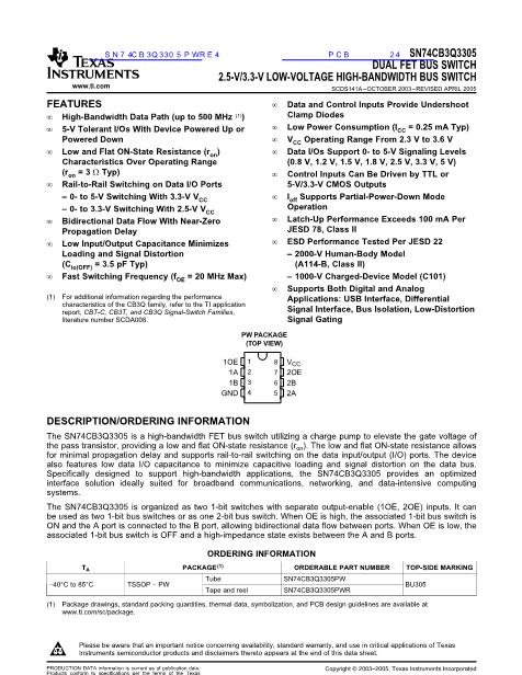 74CB3Q3305DCURE4數(shù)據(jù)手冊(cè)封面
