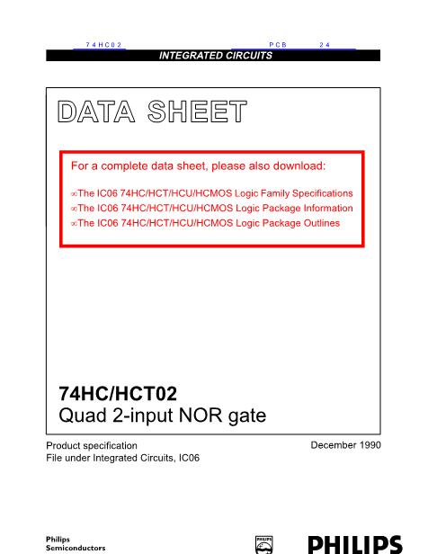 74HC02数据手册封面