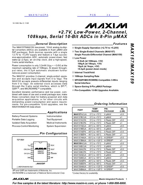 MAX157ACPA数据手册封面