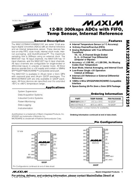 MAX1227ACEE-T數(shù)據(jù)手冊(cè)封面