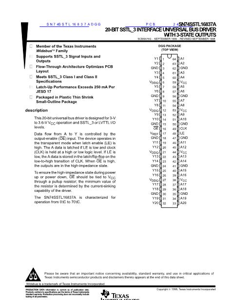 SN74SSTL16837ADGG數(shù)據(jù)手冊(cè)封面
