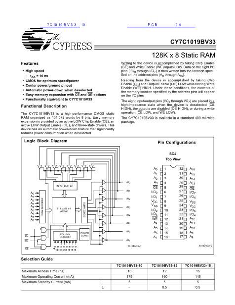 7C1019BV33-10數(shù)據(jù)手冊(cè)封面