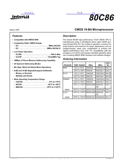 80C86数据手册封面