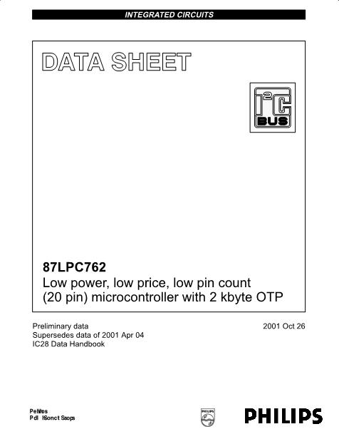 87LPC762数据手册封面