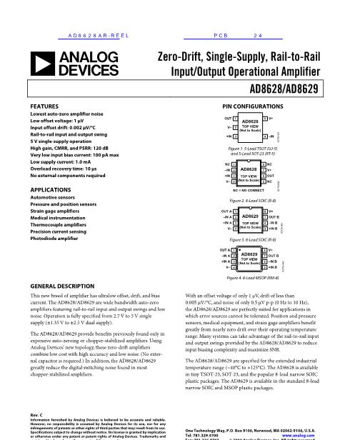 AD8628AR-REEL數(shù)據(jù)手冊封面