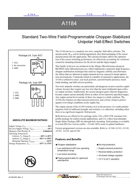 A1184數(shù)據(jù)手冊(cè)封面