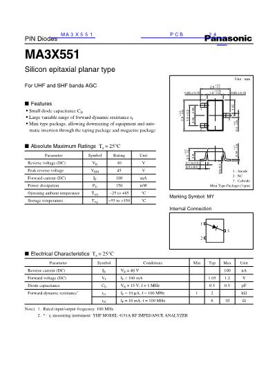 MA3X551數(shù)據(jù)手冊封面