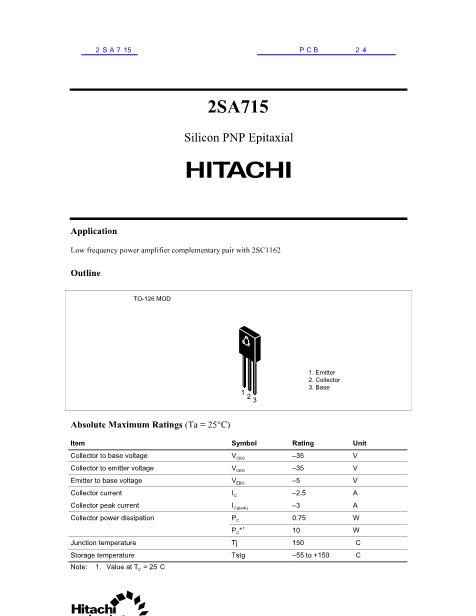 2SA715數(shù)據(jù)手冊封面