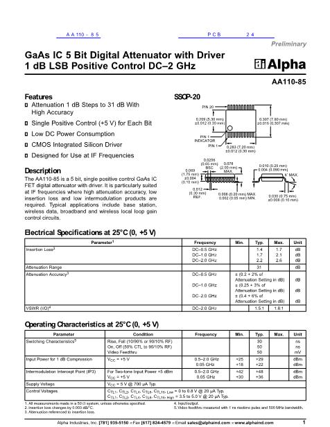 AA110-85數(shù)據(jù)手冊封面