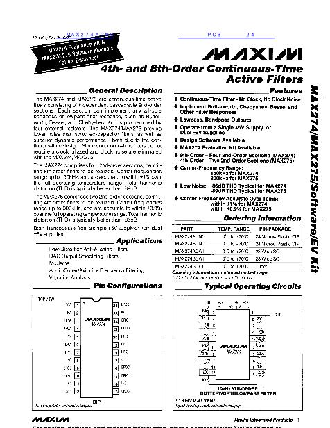 MAX274ACNG数据手册封面