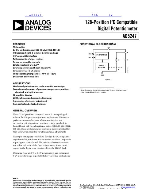 AD5247數(shù)據(jù)手冊封面