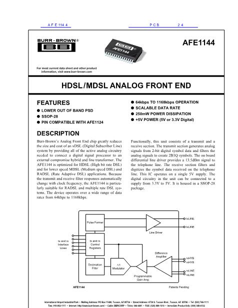 AFE1144數(shù)據(jù)手冊(cè)封面
