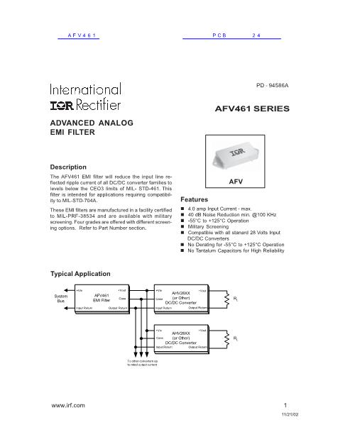 AFV461數(shù)據(jù)手冊(cè)封面