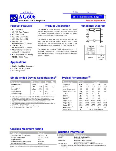 AG606數(shù)據(jù)手冊封面