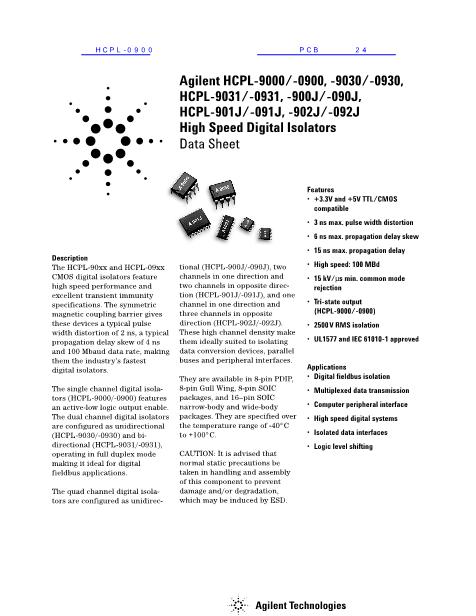 HCPL-0900数据手册封面