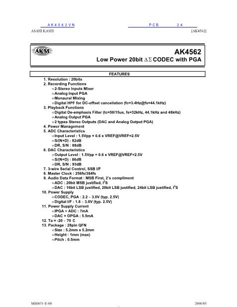 AK4562VN数据手册封面