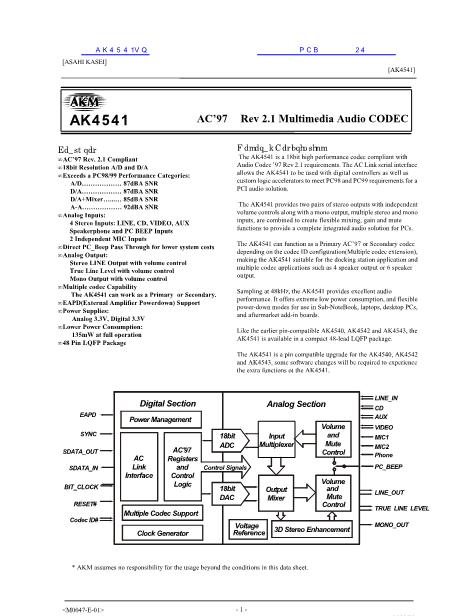 AK4541數(shù)據(jù)手冊(cè)封面