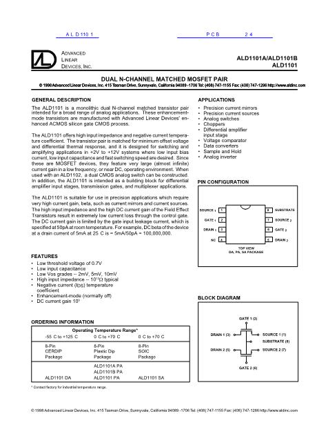 ALD1101數(shù)據(jù)手冊封面