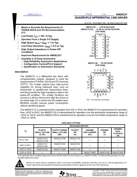 AM26C31數(shù)據(jù)手冊封面