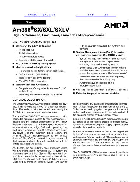 AM386SX数据手册封面