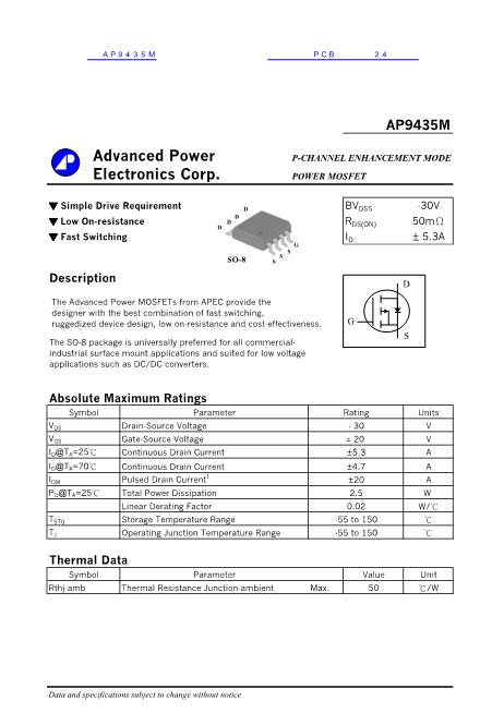 AP9435M数据手册封面
