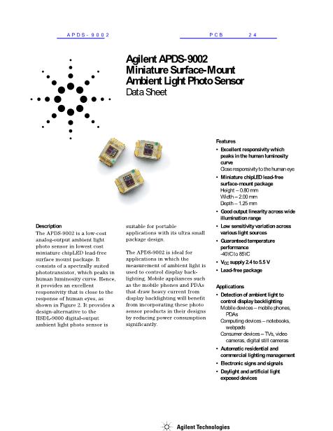 APDS-9002数据手册封面