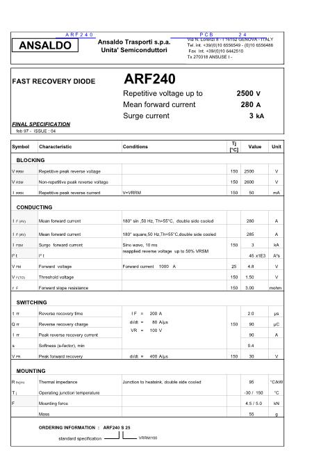 ARF240數(shù)據(jù)手冊(cè)封面