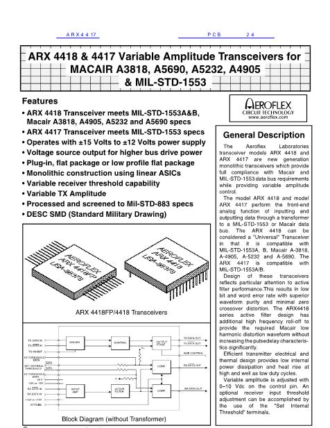 ARX4417數(shù)據(jù)手冊(cè)封面