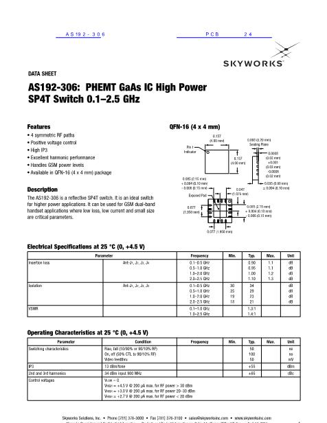 AS192-306數(shù)據(jù)手冊封面