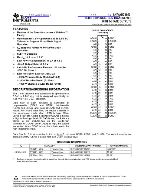 SN74AUC16501數(shù)據(jù)手冊(cè)封面