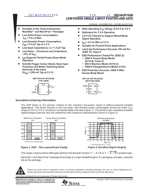 SN74AUP1G08數(shù)據(jù)手冊封面