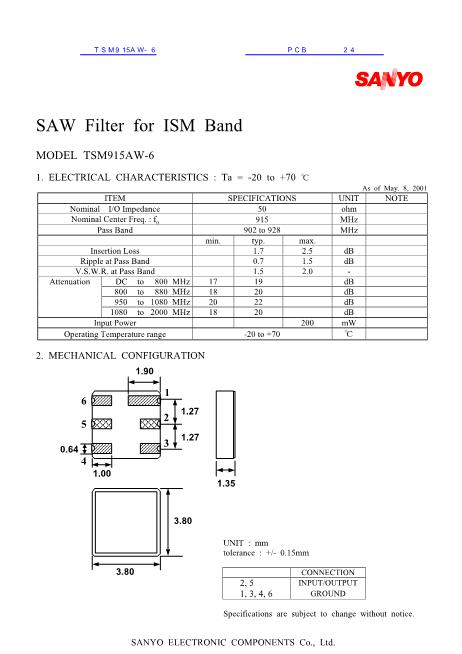 TSM915AW-6數(shù)據(jù)手冊封面