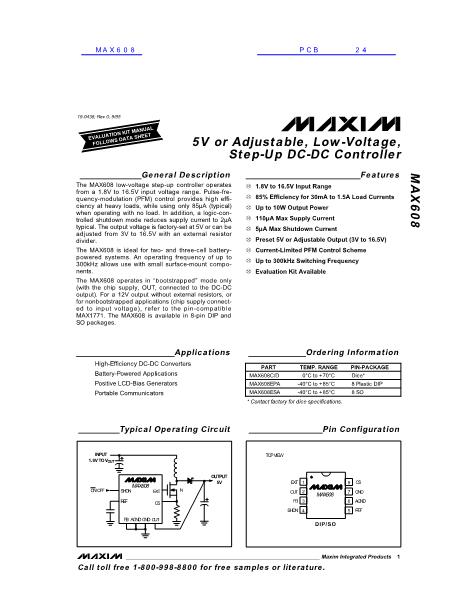 MAX608数据手册封面