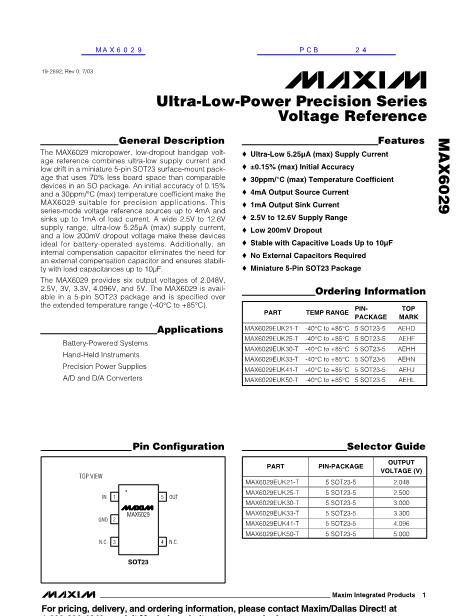 MAX6029数据手册封面