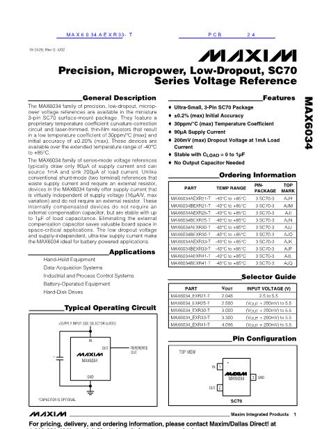 MAX6034数据手册封面