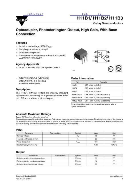 H11B1-X007數(shù)據(jù)手冊(cè)封面