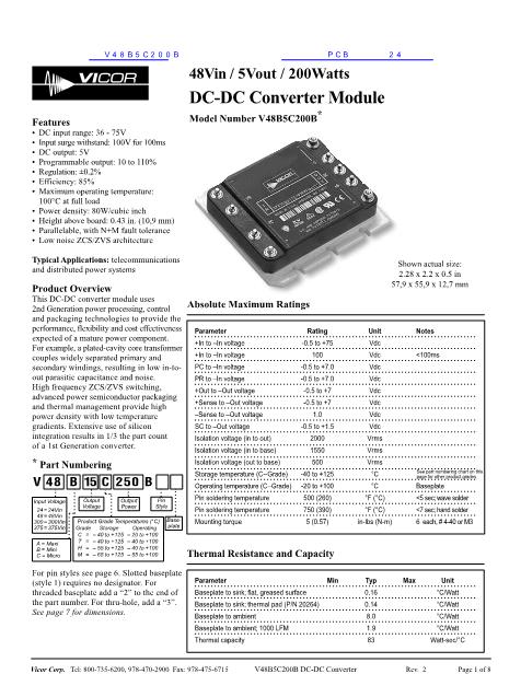 V48B5C200B数据手册封面